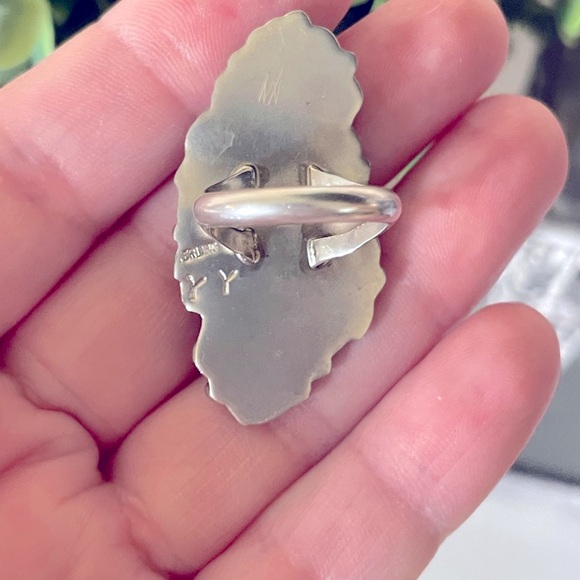 Vintage YY Navajo Artist Signed LargeSterling Silver Blossom Ring Womens Size 6